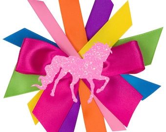 Rainbow Unicorn Hair Bow, Glitter Pony Hair Clip