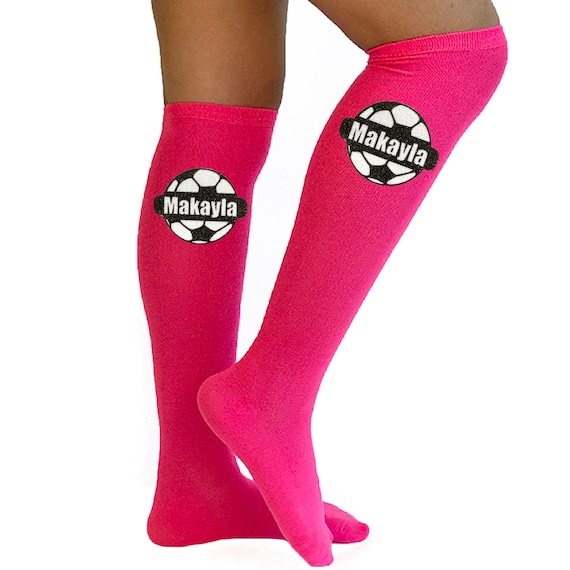 Calcetines de fútbol para niñas Calcetines hasta la rodilla de color rosa  Balón de fútbol personalizado Jugador de fútbol Regalo Niños Deportes Fútbol  Kick Ball Leggings -  España