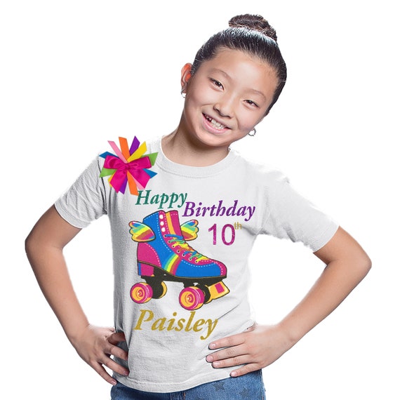 Roller Skate Party Girls Happy Birthday Shirt Roller Derby Skating Birthday Girl TShirt Skate with Happy Wings Personalized Gift | HWings Il_570xn