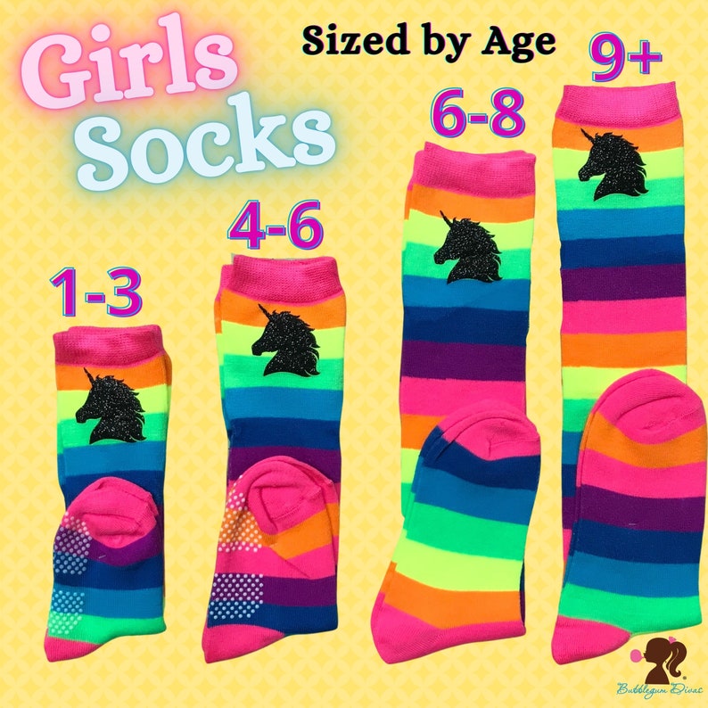 Skate Party Roller Derby Socks Rainbow Knee Socks Neon Trendy Socks Boot Socks Fun Party Birthday Gift Socks Glow Party Hot Pink Socks Funky image 4