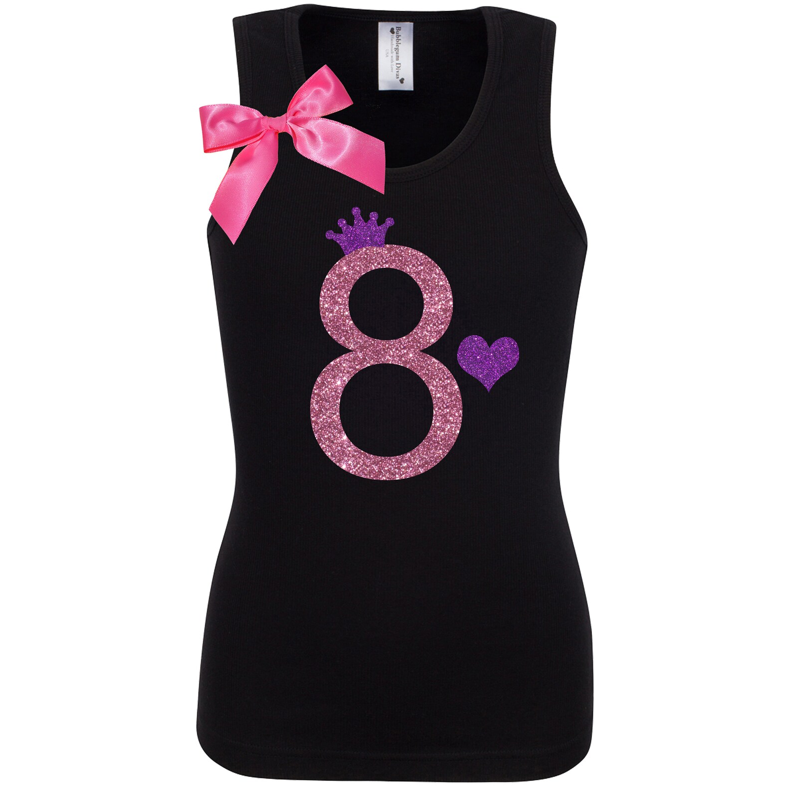 8th Birthday Girl Shirt Kids Birthday Party Outfit Black Tank Etsy