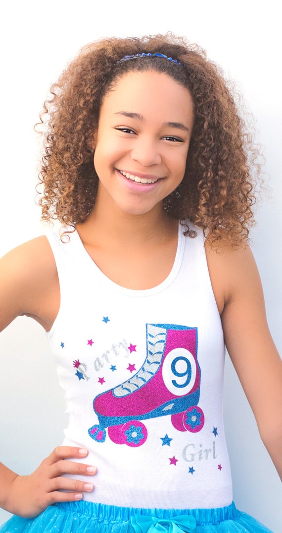 Roller Skate Shirt 9th Birthday Outfit Roller Derby Glow Skating Tank