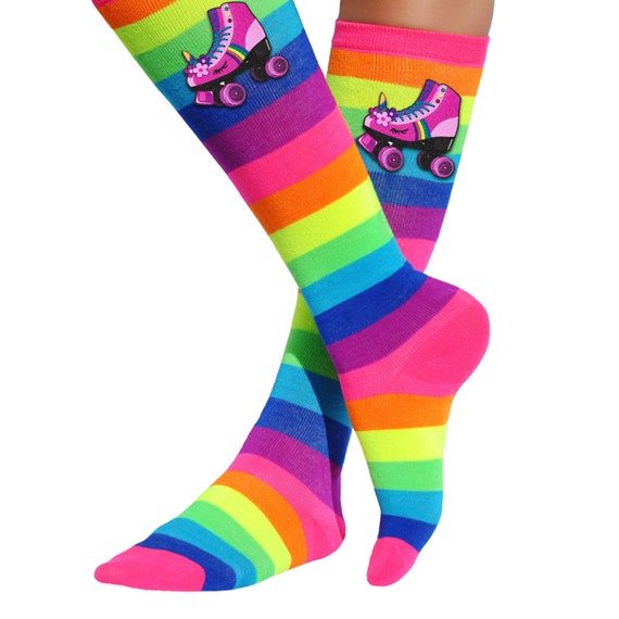 Roller Skates Party Socks Pink Unicorn Roller Derby Socks Rainbow Knee High Boot Socks Birthday Gift Glow Skating Party Gift Favors Pinkie Il_570xn