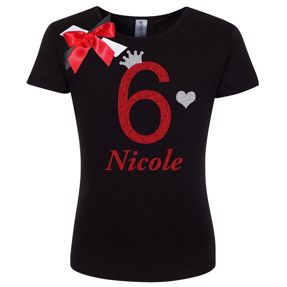 6th Birthday Shirt Girl 6 Year Old Birthday Girl Shirt, Sixth Birthday Shirt, Six Birthday T-Shirt, Personalized Name Custom Shirt Il_570xn