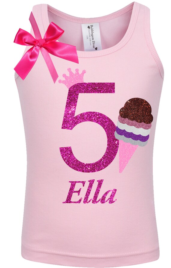 Bubblegum Divas Girls 5th Birthday Outfit Chocolate Ice Cream Cone Personalize 5