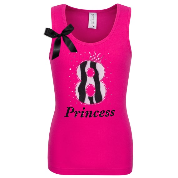 8th Birthday Girl Shirt Zebra Rhinestone Birthday Tank Top Hot Pink Black Print Kids Party Outfit Personalized Name T-Shirt Tutu Skirt 8 Il_570xn