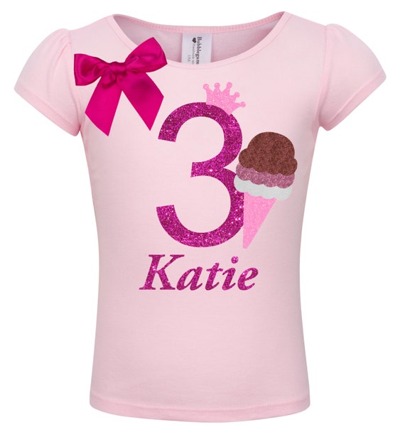 3rd Birthday Ice Cream Party Shirt Tutu Candy Shop Carnival Birthday Set Chocolate Vanilla Strawberry Ice Cream Scoops Personalized Name 3 Il_570xn