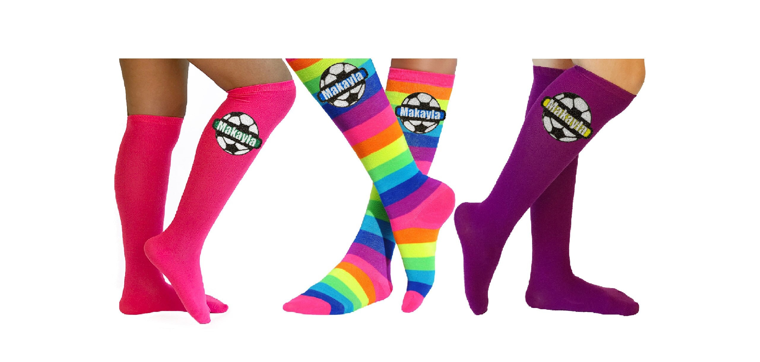 Girls Soccer Socks Rainbow Knee High Socks Personalized Soccer Ball Soccer Team Soccer Player Gift Kids Sports Football Kick Ball Leggings