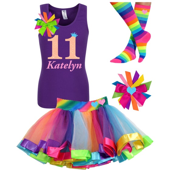 11th Birthday Shirt Rainbow Party Tween Birthday Girl Shirt 11 Neon Personalized Eleven Shirt 11th Birthday Outfit NEO-11 | Bubblegum Divas Il_570xn