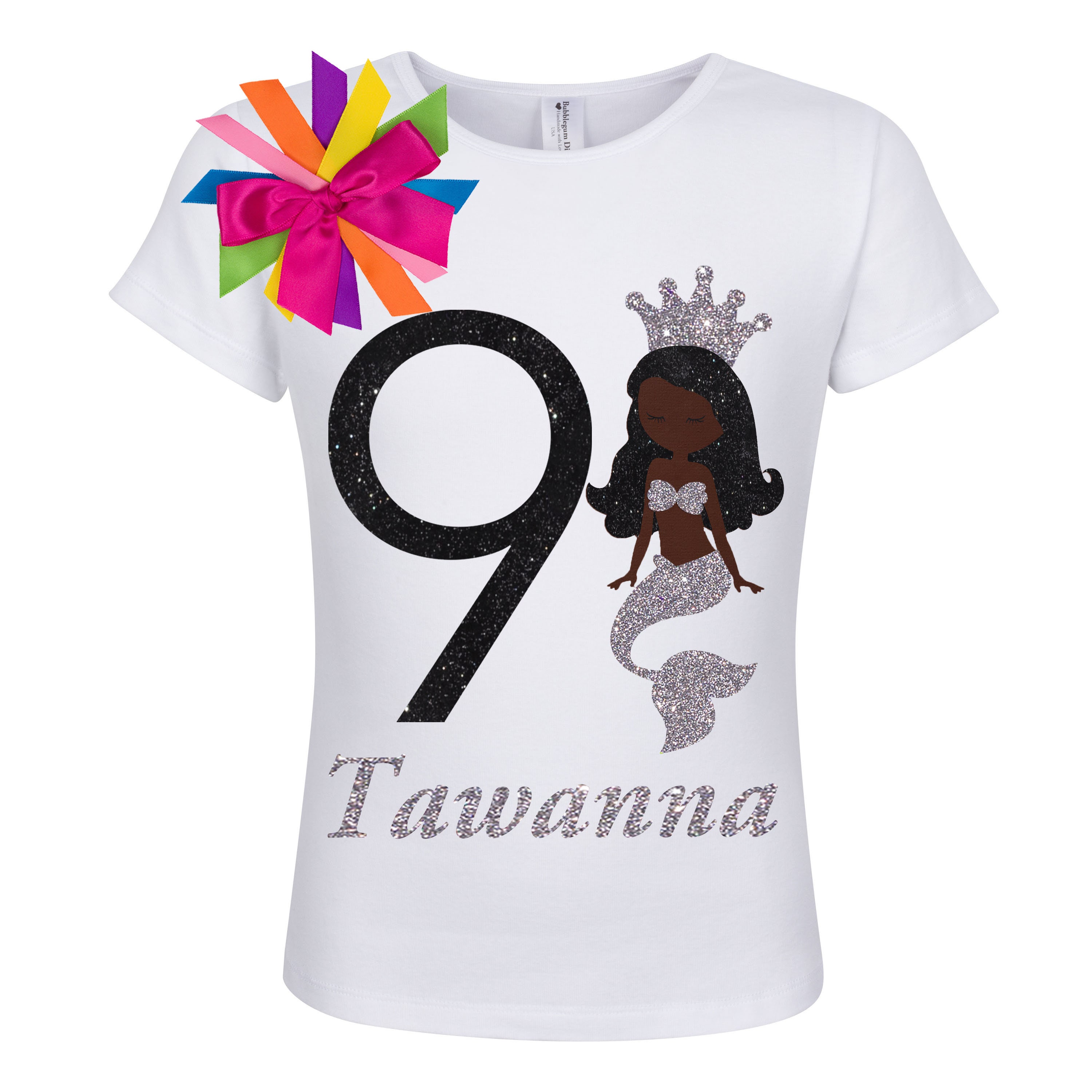 Girl Mermaid Birthday Shirt Black 
