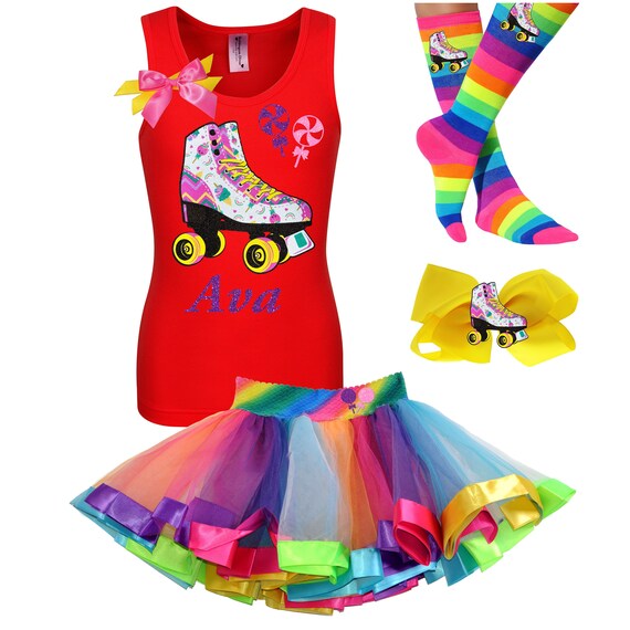 Roller Skate Shirt Girls Birthday Outfit Lollipop Candy Roller Skating Glow Party Personalized | Bubblegum Divas Il_570xn