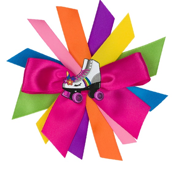 Roller Skate Hair Bows Skate Party Hair Clip Unicorn Barrette Rainbow Hair Bow Roller Derby Accessories Skating Birthday Party Favor Il_570xn