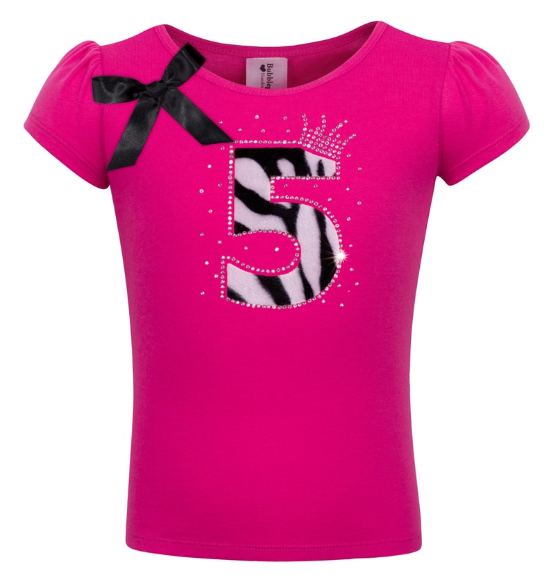 5th Birthday Girl Zebra Shirt 5 year Old Girls Birthday Shirt Fifth Birthday Girl T-Shirt Personalized Five Birthday Shirt Youth 5-6