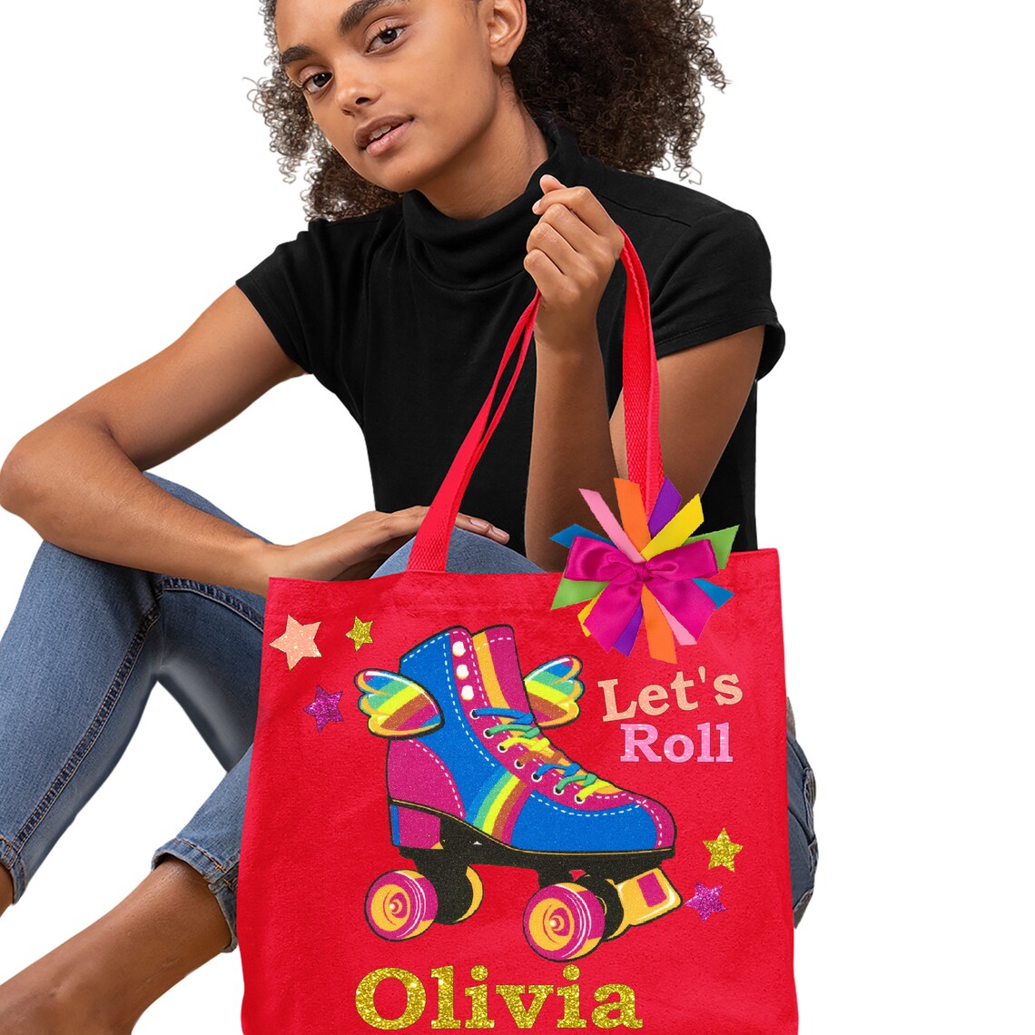 Personalized Tote Bag Roller Skate Canvas Book Bag Roller Etsy