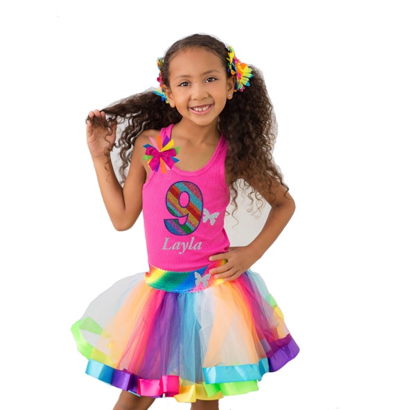9th Birthday Outfit Butterfly Shirt Silver Glitter Butterfly Wings Butterfly Socks Rainbow Butterflies Tutu Dress Personalized Name Nine Il_570xn