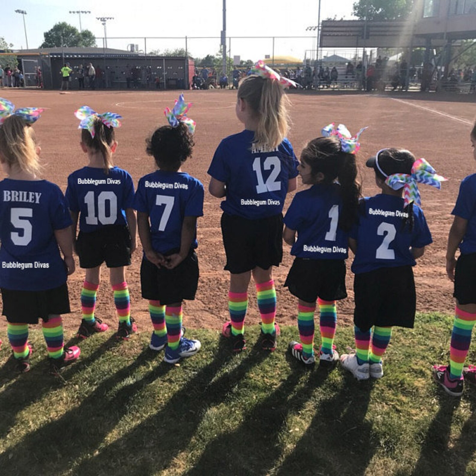 Girls Soccer Socks Rainbow Knee High Socks Soccer Hair Bow Etsy