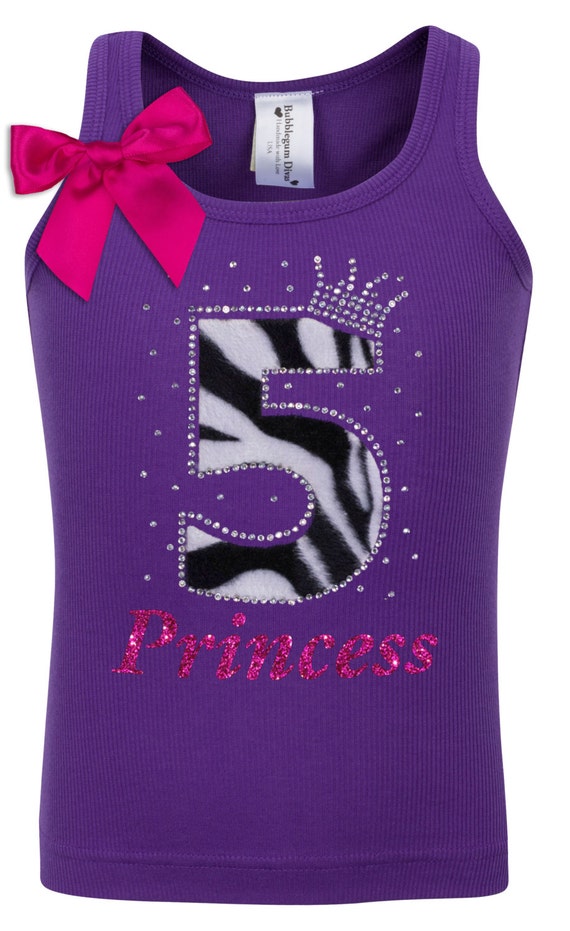 5th Birthday Girl Zebra Print Shirt 5 year Old Girls Birthday Shirt Fifth Birthday Girl Tank Top Personalized Five Birthday Shirt Il_570xn