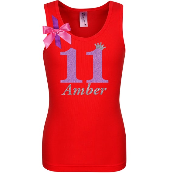 11th Birthday Shirt Tween Girl 11 Year Old Girls Birthday Eleven Personalized Eleventh Tank Top T-Shirt LAV11 | Bubblegum Divas Il_570xn