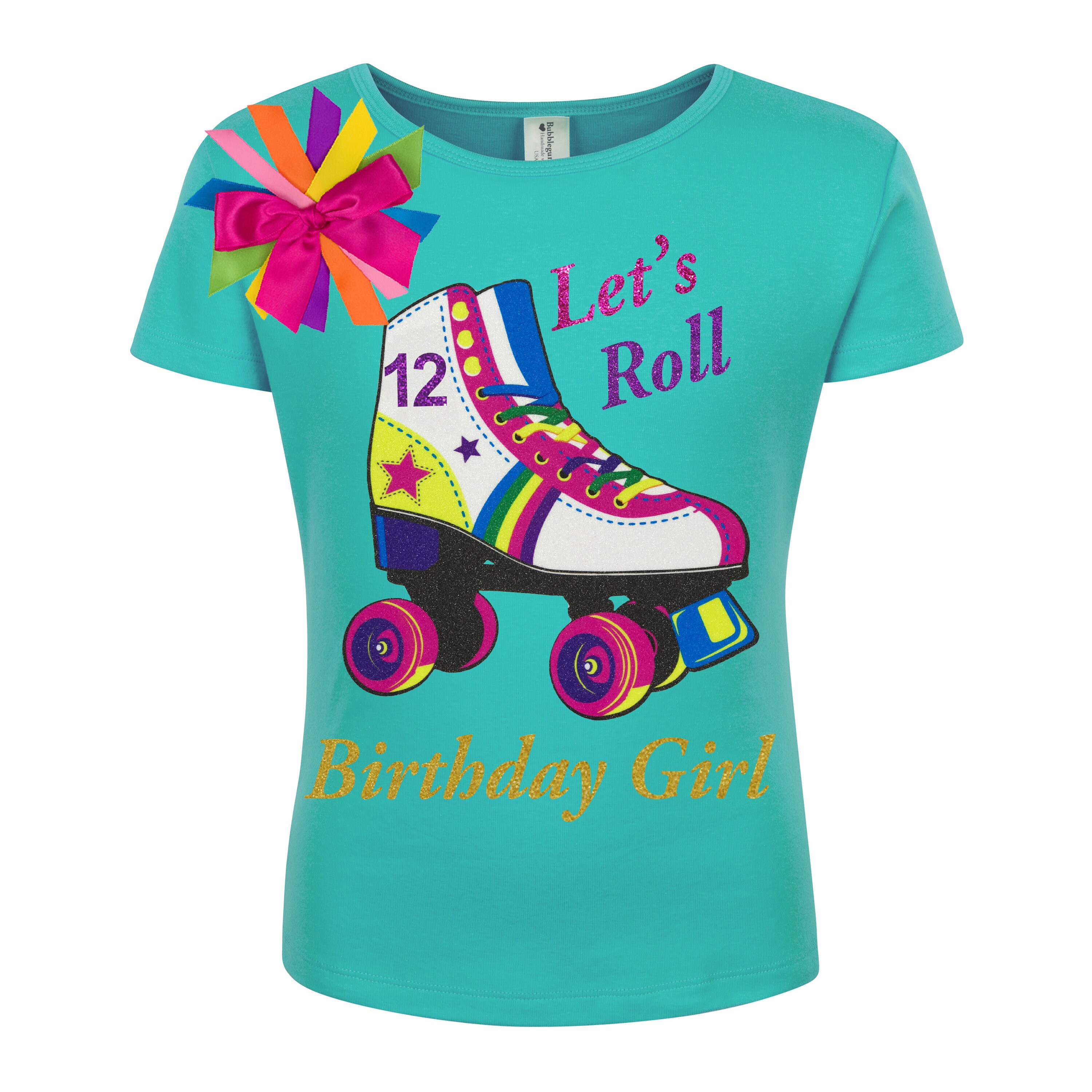 Roller Skate Birthday Girl Shirt 12 Skating Tee Rainbow Etsy