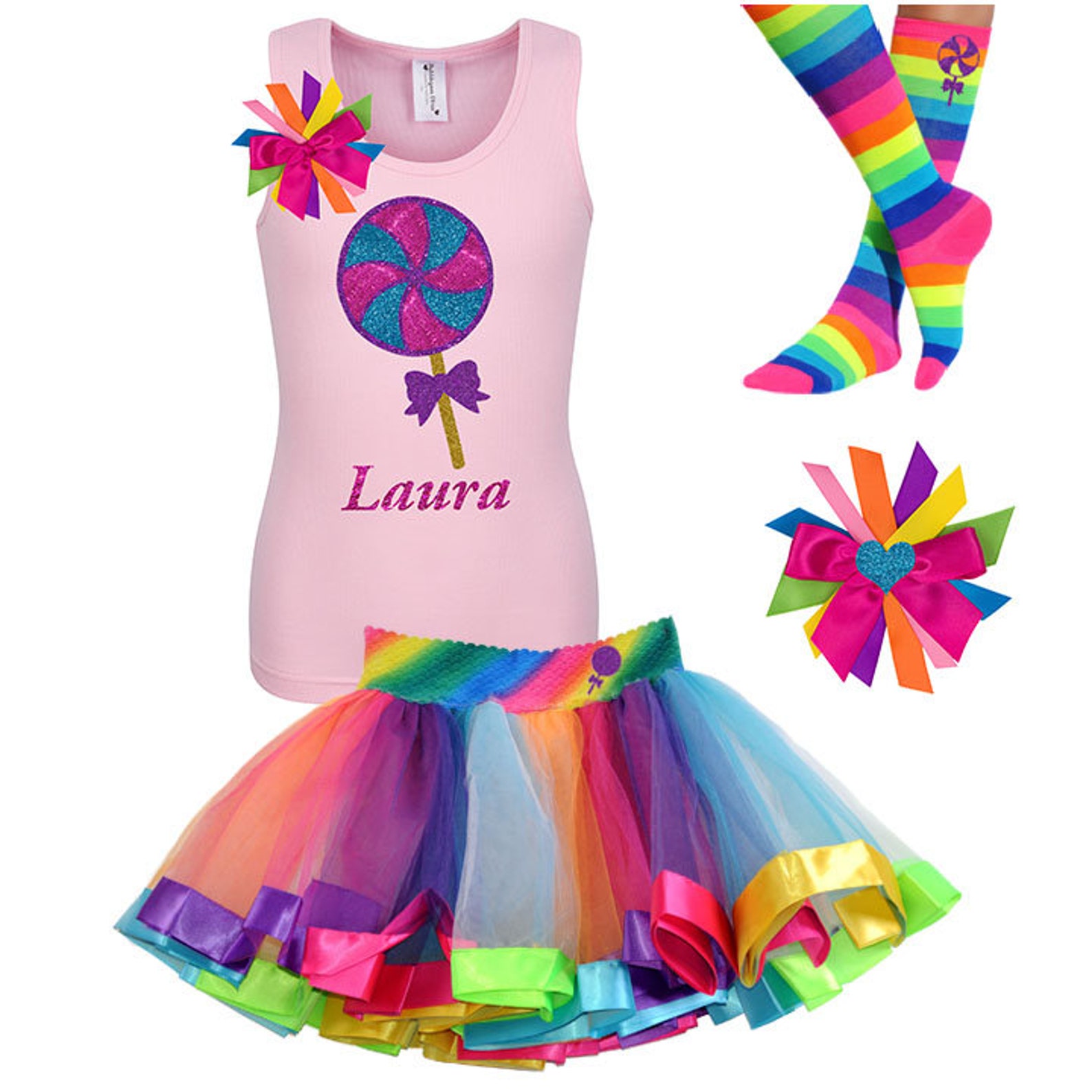 Candy Lollipop Shirt Rainbow Tutu Dress Candyland Birthday Etsy