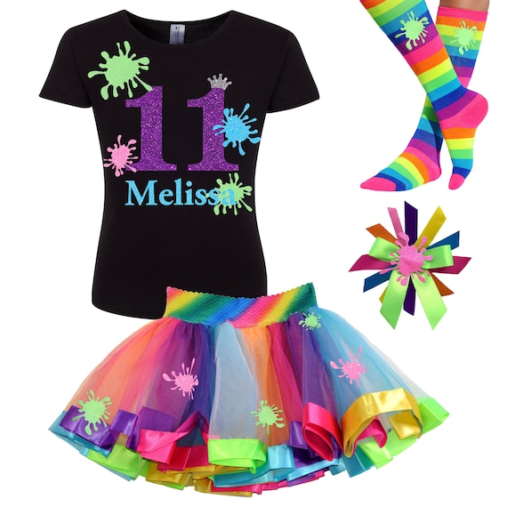 Slime Party T Shirt 11th Birthday Outfit Slime Queen Tween Girls Slime Birthday Shirt 11 Glow Rainbow Tutu Personalized Gift SLM Il_570xn