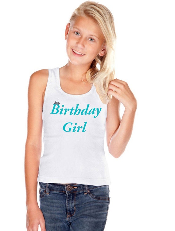 Birthday Girl Shirt Party T-Shirt White Blue Tee Tween Girl Teen Girl Birthday Shirt Personalized Name 2 3 4 5 6 7 8 9 10 11 12 13 14 16 Il_570xn