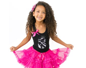 8th Birthday Girl Shirt Black Zebra Tank Rhinestone Number 8 Personalize Kids Name Outfit