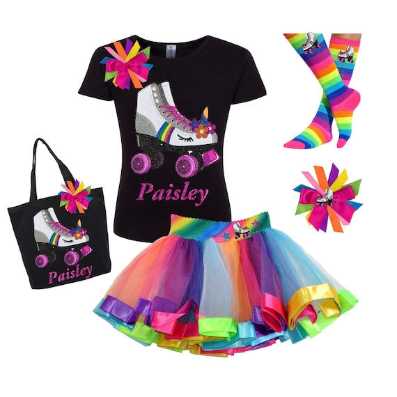 Roller Skate Shirt Unicorn Birthday Girls Rainbow Tutu Skirt Roller Derby Boot Socks Glow Skating Party Personalized Gift | Princess Skater Il_570xn