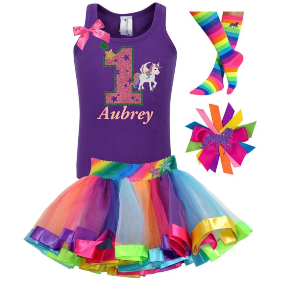 Unicorn Birthday Baby Girls 1st Birthday Tulle Tutu Skirt First Birthday Unicorn Dress Cake Smash Outfit Personalized Gift | Bubblegum Divas Il_570xn
