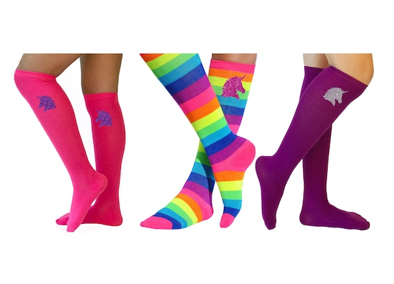 Unicorn Knee High Socks Unicorn Costume Socks Roller Skate Party Fun Socks Neon Glow Party Unicorn Birthday Gift Party Favors 6 7 8 9 10 12 Il_570xn
