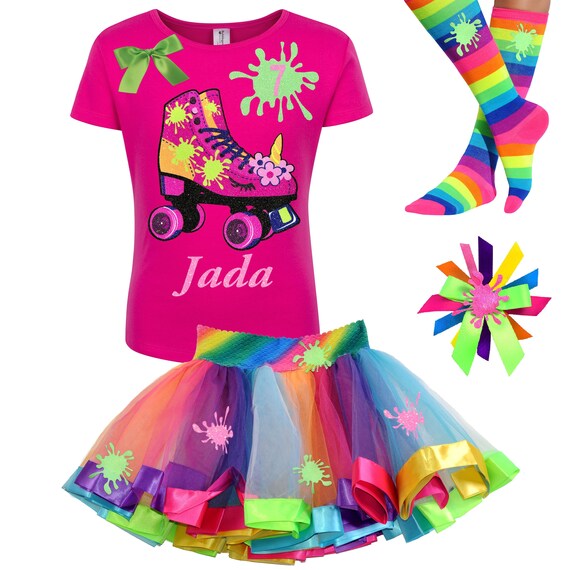 Roller Skate Party Slime Queen Shirt Unicorn Skates 7th Birthday Outfit Rainbow Tutu Glow Roller Skating Personalized Gift SLM Il_570xn