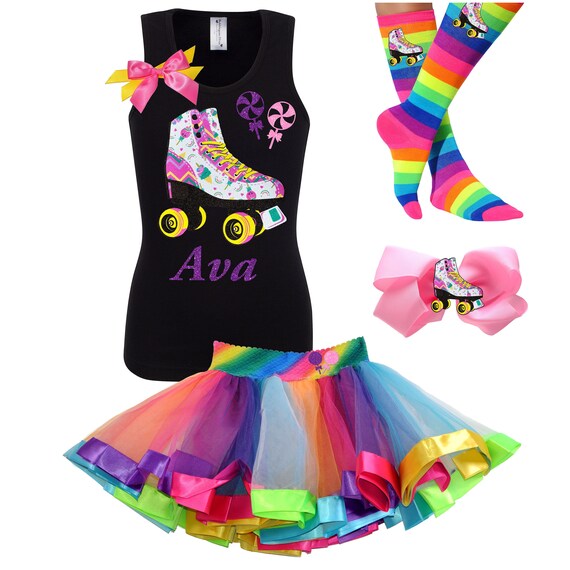 Roller Skate Shirt Girls Birthday Outfit Lollipop Candy Roller Skating Glow Party Personalized | Bubblegum Divas Il_570xn