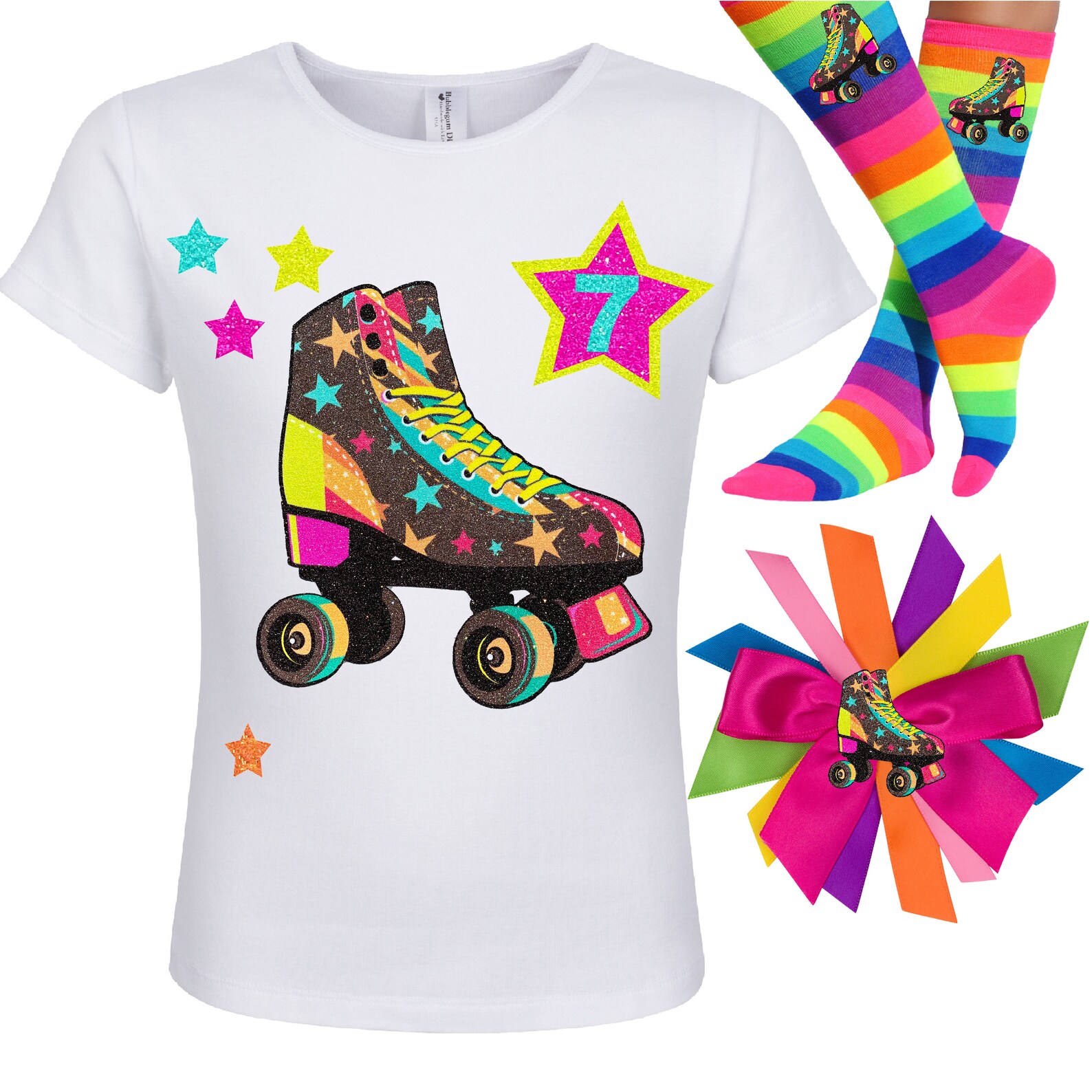 Roller Skate Birthday Shirt Girls Skating Party Rainbow Socks Etsy