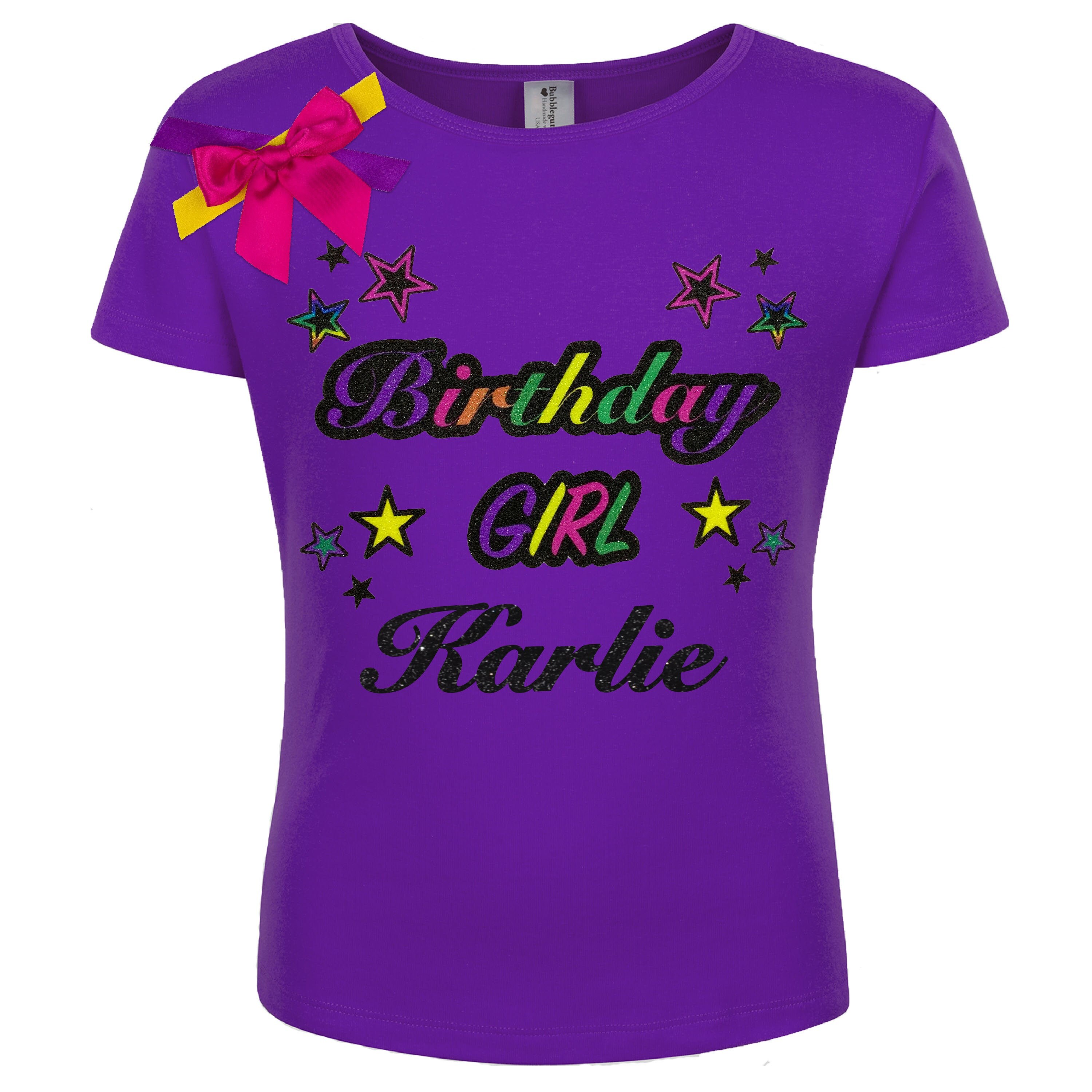 Girls Birthday Shirt Rainbow Happy Birthday Shirt Glitter Etsy