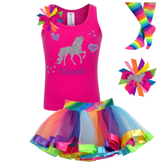 Unicorn Shirt Fairytale Unicorn Birthday Rainbow Tutu Magical Little Pony Party Outfit Personalized | Bubblegum Divas Il_570xn