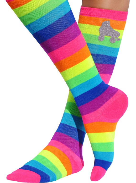 Skate Party Roller Derby Socks Rainbow Knee Socks Neon Trendy Socks Boot Socks Fun Party Birthday Gift Socks Glow Party Socks Funky Socks Il_570xn