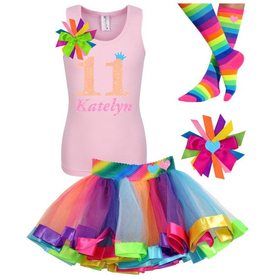 11th Birthday Shirt Tween Birthday Girl Shirt 11 Neon Glow Party Eleven Rainbow Party Outfit Eleventh Personalized NEO-11 | Bubblegum Divas Il_570xn