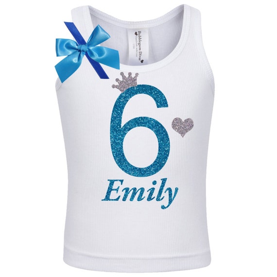 6th Birthday Shirt Girl 6 Year Old Birthday Girl Shirt, Sixth Birthday Shirt, Six Birthday T-Shirt, Personalized Name Custom Shirt Il_570xn