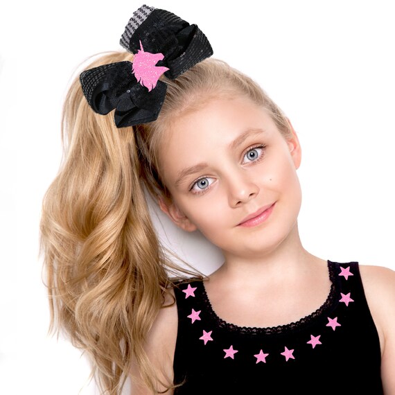 Unicorn Hair Bow Black Girls Cheer Bows Jumbo Barrette Girls