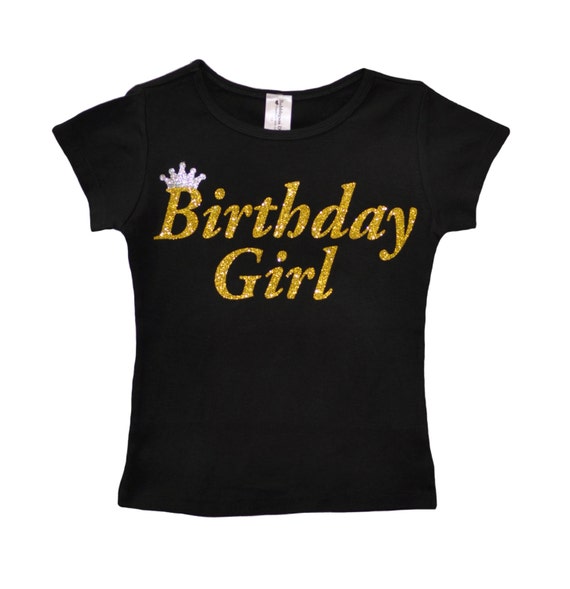 Birthday Girl Shirt Party T-Shirt Black and Gold Shirt Tee Tween Girl Teen Girl Birthday Shirt Personalized Name 3 4 5 6 7 8 9 10 11 12 13 Il_570xn