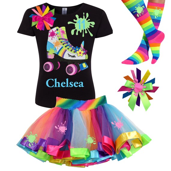 Roller Skate Party Slime Queen Shirt Unicorn Skates 9th Birthday Outfit Rainbow Tutu Glow Roller Skating Personalized Gift | Bubblegum Divas Il_570xn
