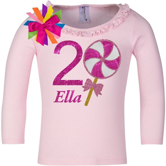 Pink 2nd Birthday Lollipop Shirt Candy Sweet Shop Rainbow Tutu Outfit Girls Candy T-shirt Carnival Birthday Party Name Age Pink Long Sleeve Il_570xn