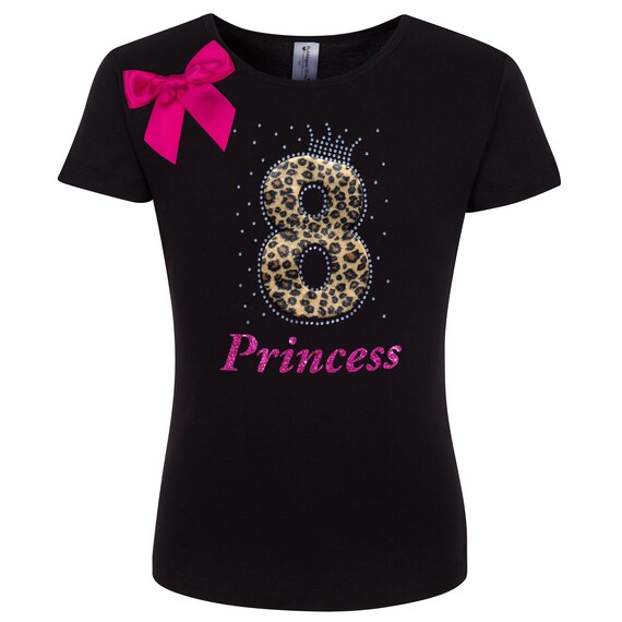 8th Birthday Cheetah Shirt Black Brown Rhinestone Number 8 Black Tutu Cheetah Hair Bow Princess Party Diva Rock Star Personalized Name Shirt Il_570xn