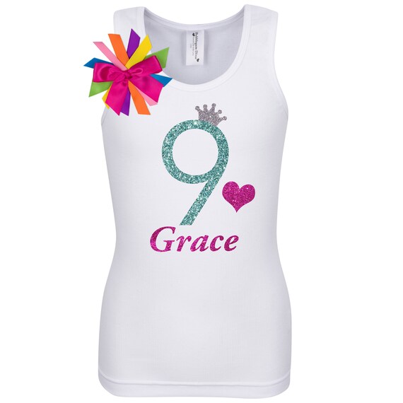 9th Birthday Girl Shirt Girls Birthday Party Princess Tutu Outfit Personalized 9 Il_570xn
