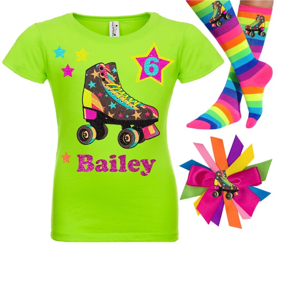 Roller Skate Birthday Shirt Girls Skating Party Glow Neon Etsy