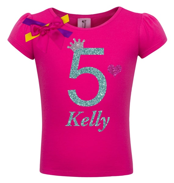 5th Birthday Girl Princess Shirt 5 year Old Girls Birthday Shirt Fifth Birthday Girl TShirt Personalized Five Birthday Shirt Sparkle Glitter Il_570xn