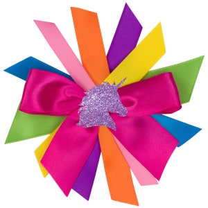 Big Hair Bows Rainbow Unicorn Clip Birthday Glitter Unicorn Hair Bow Unicorn Horn Unicorn Barrette Girls Party Accessory Cute Neon Unicorn