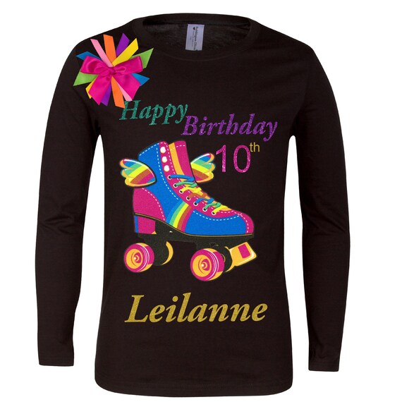 Roller Skate Party Birthday Girl Skating Birthday Shirt Long Sleeve Roller Derby Wings Personalized Gift | HWings Il_570xn