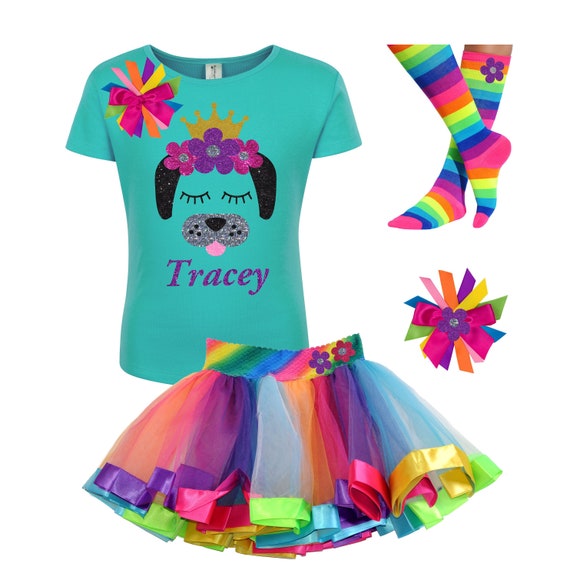 Girly Dog Face Shirt Eyelashes Neon Princess Crown Brown Puppy Pal Birthday Outfit Dog Lover Gift Pet Shop Rainbow Tutu Personalized 5 6 7 8 Il_570xn