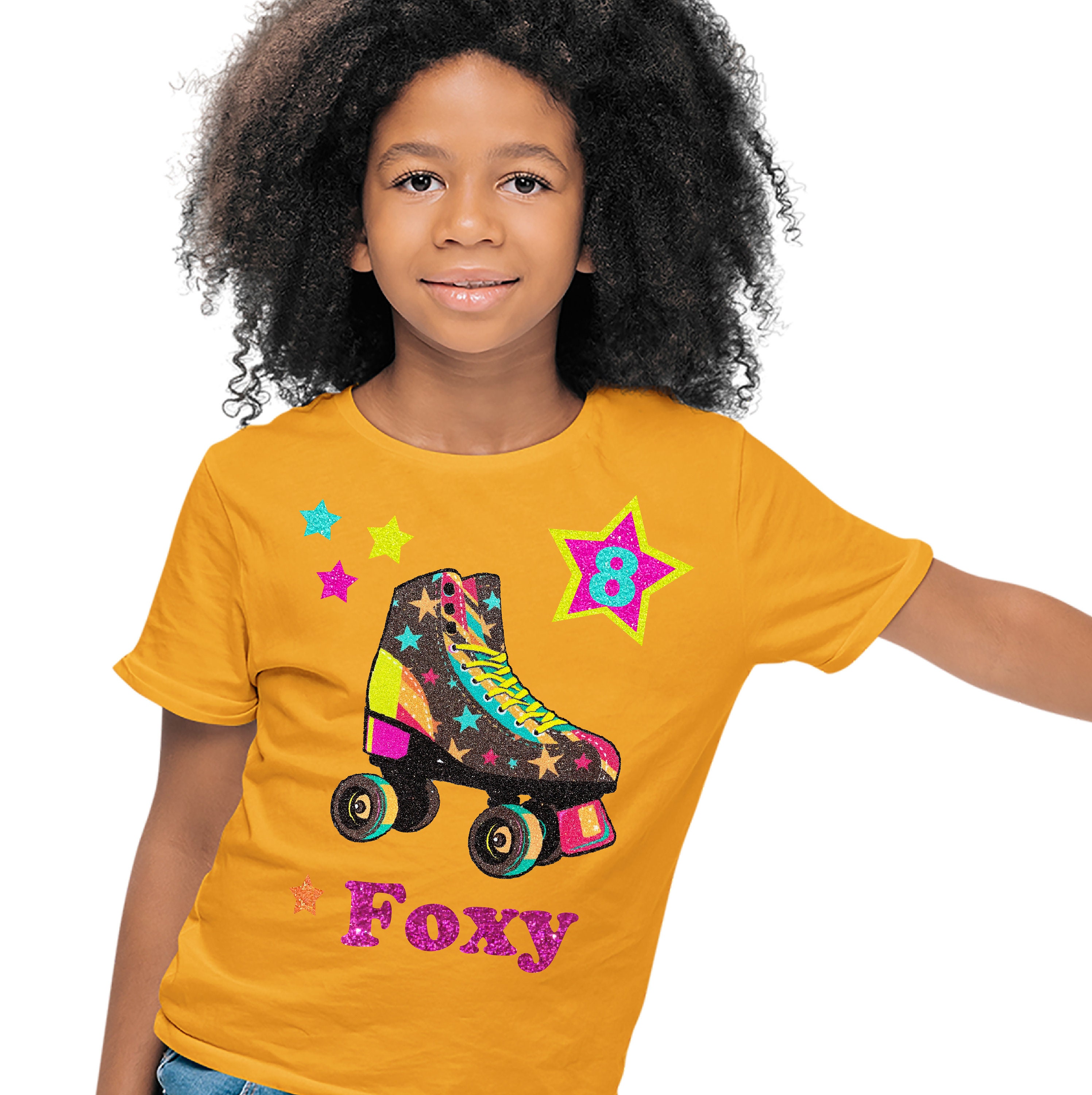 Roller Skate Birthday Shirt Girls Skating Party Neon Rainbow Etsy